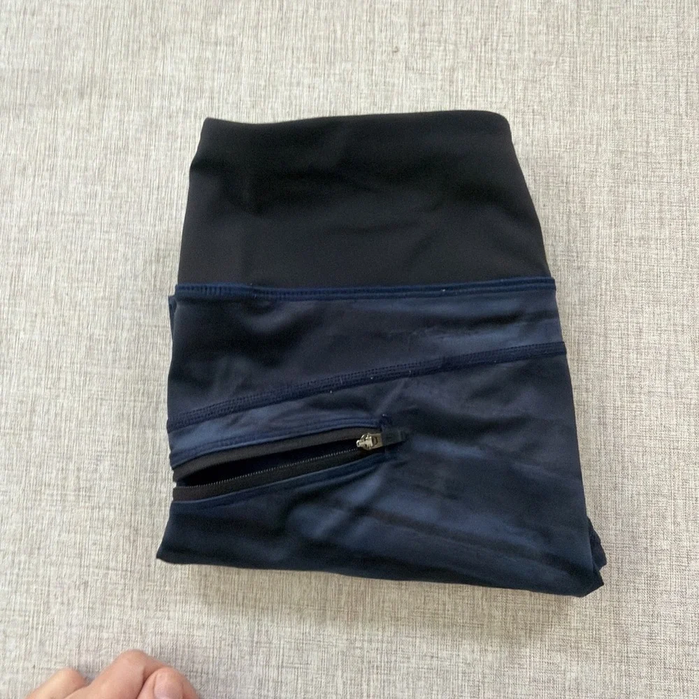 Lululemon Top Speed Crop Leggings Womens 4 Blue Black Athletic Running Gym